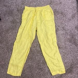 J crew yellow linen pants drawstring